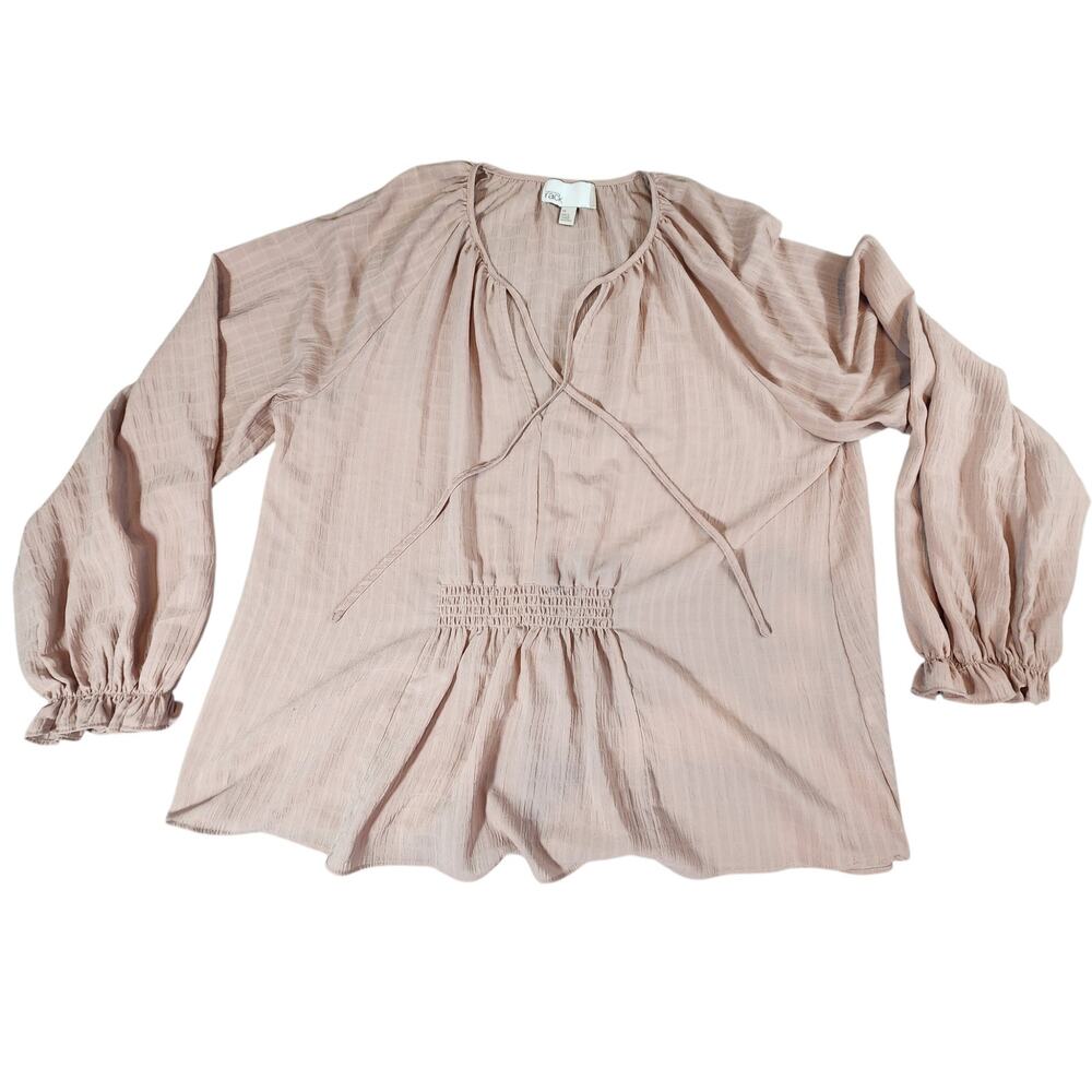 Nordstrom Rack Women's Blush Pink Textured Peasant Blouse Size Medium